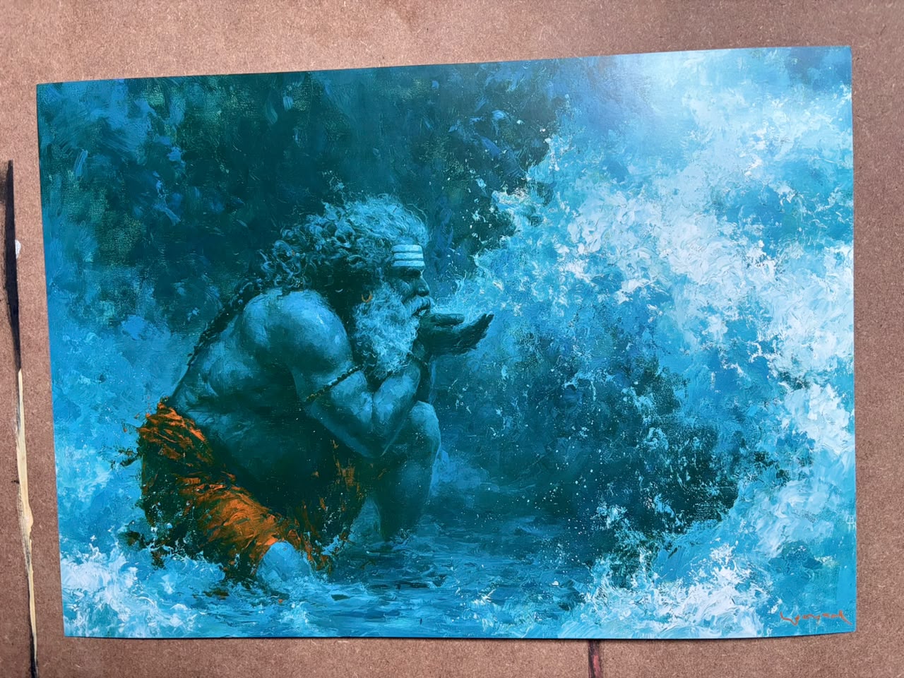 Agastya Muni Drinking the Ocean Poster | Abstract Hindu Mythology Wall Art | Premium Devotional Print