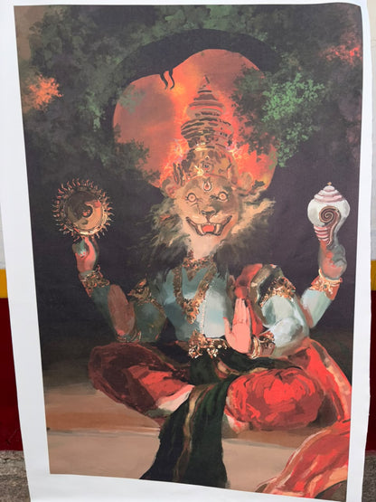 Vijaya Narasimha Swamy unframed Canvas | Lord Vishnu Hindu Wall Art | Unframed Canvas