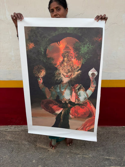 Vijaya Narasimha Swamy unframed Canvas | Lord Vishnu Hindu Wall Art | Unframed Canvas