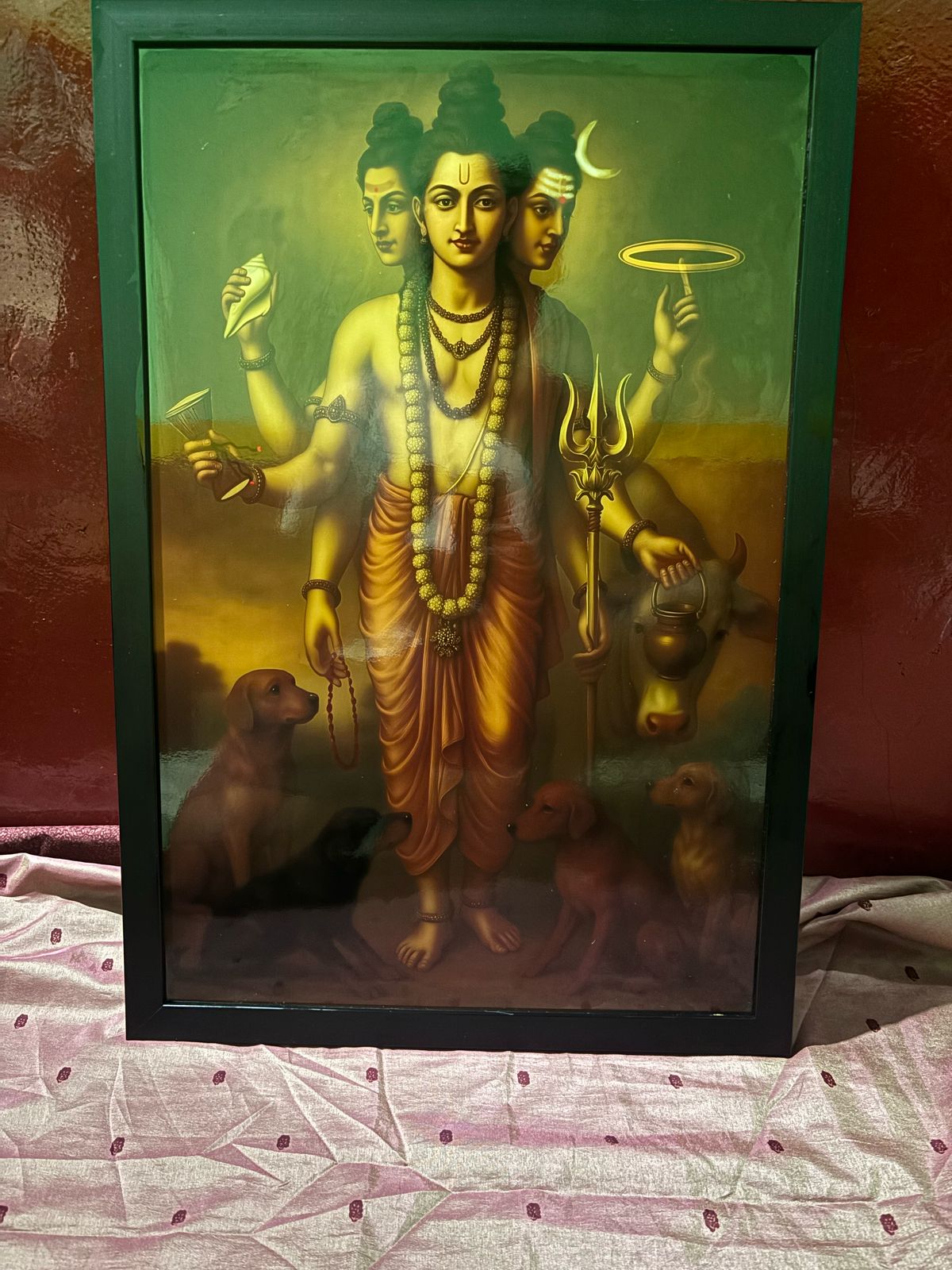 Dattatreya Swamy Photo Frame – Divine Trinity Embodied | Spiritual Wall Decor