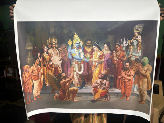 Srinivasa Kalyanam Canvas Print Roll (Unframed) – Venkateswara Kalyanam Hindu Wedding Scene Wall Art for Home, Temple & Gift Décor