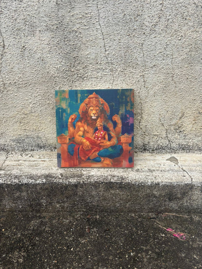 Lakshmi Narasimha Swamy Canvas Wall Art – Divine Hindu God Painting for Prosperity & Protection
