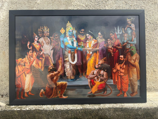 Srinivasa Kalyanam Photo Frame | Venkateswara Kalyanam Wall Art | 300 GSM Glossy Laminated(No Glass) | Vastu & Gift-Perfect