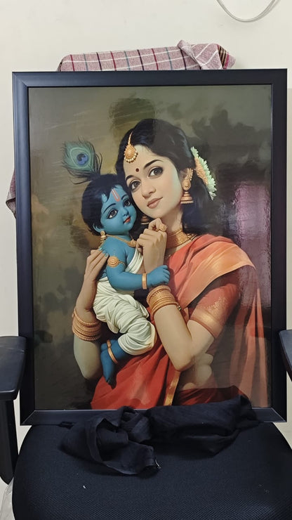 Baby Krishna with Mother Yashoda Photo Frame | Perfect Gift for Devotees and Home Decor