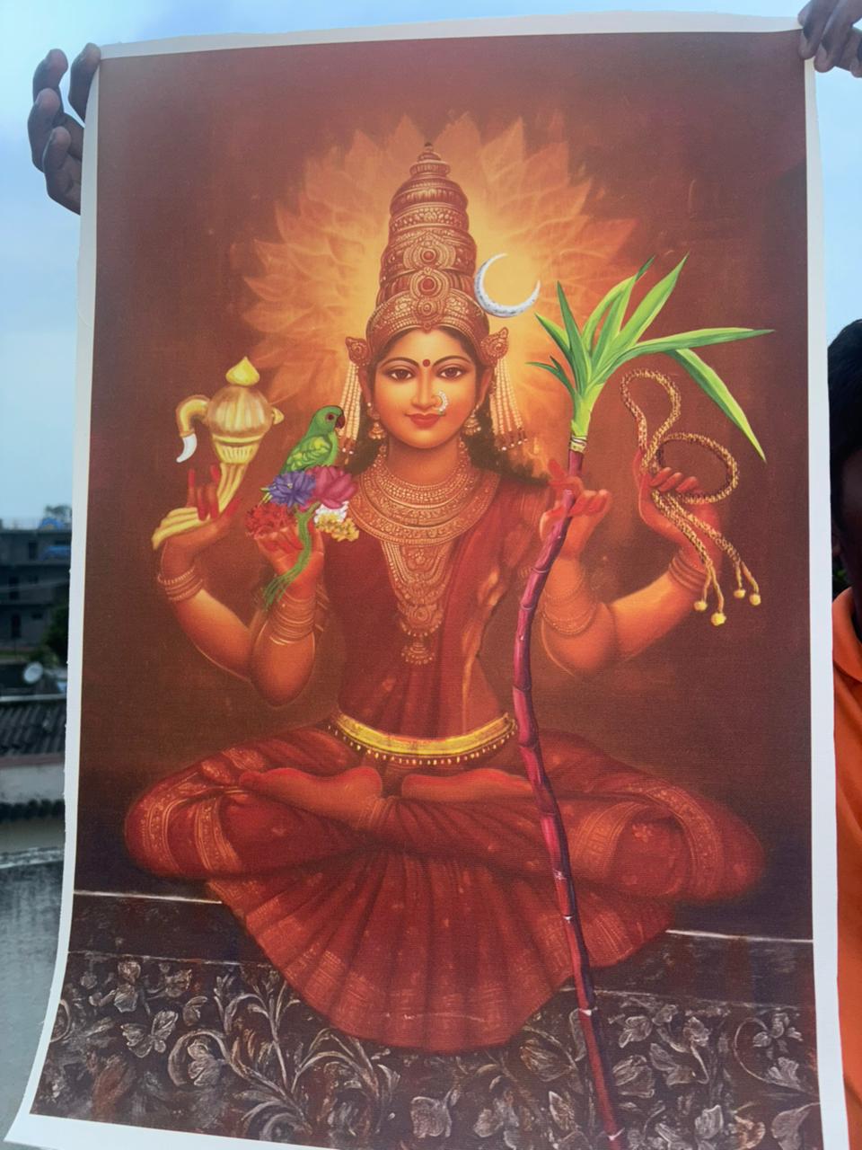 Lalitha Tripura Sundari Canvas Print Roll (Unframed) – Kanchi Kamakshi Devi Wall Art for Home Temple, Meditation & Spiritual Décor