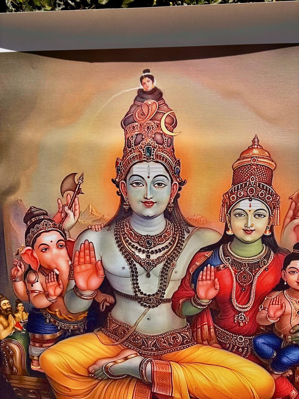 Shiva Parivar Canvas Print Roll (Unframed) – Lord Shiva Family Wall Art for Home Temple, Harmony & Spiritual Décor