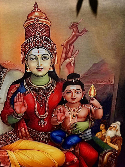 Shiva Parivar Canvas Print Roll (Unframed) – Lord Shiva Family Wall Art for Home Temple, Harmony & Spiritual Décor