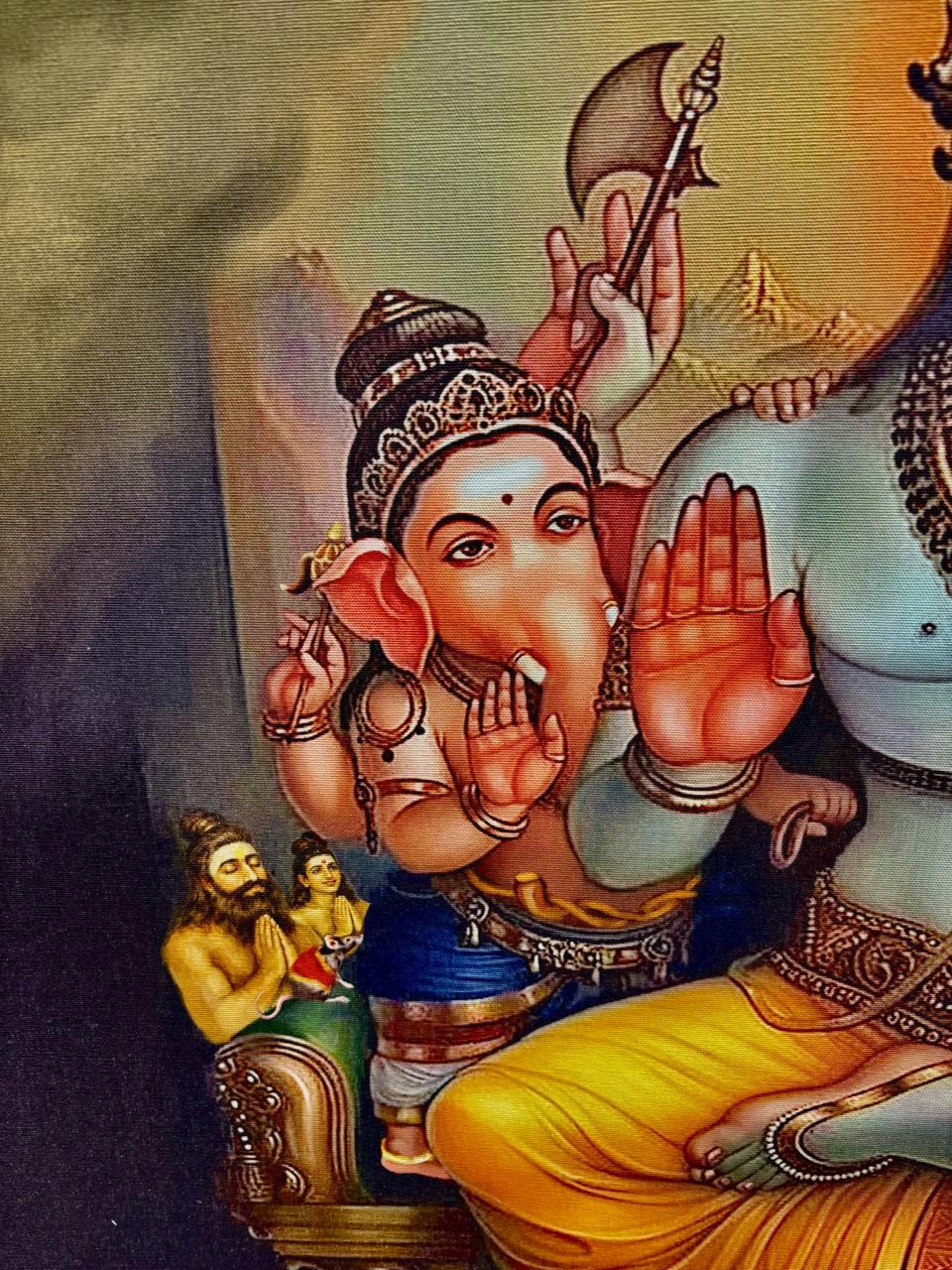 Shiva Parivar Canvas Print Roll (Unframed) – Lord Shiva Family Wall Art for Home Temple, Harmony & Spiritual Décor