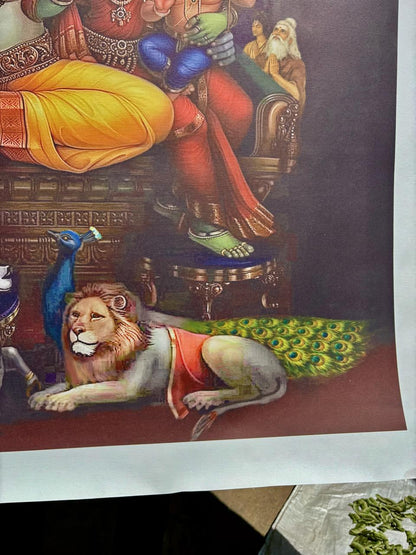 Shiva Parivar Canvas Print Roll (Unframed) – Lord Shiva Family Wall Art for Home Temple, Harmony & Spiritual Décor