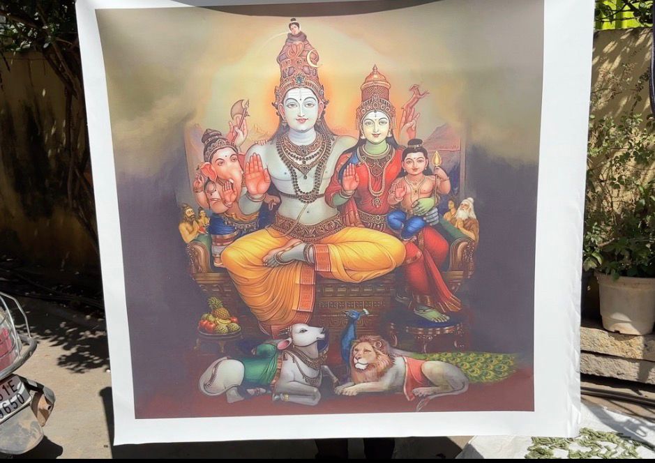 Shiva Parivar Canvas Print Roll (Unframed) – Lord Shiva Family Wall Art for Home Temple, Harmony & Spiritual Décor
