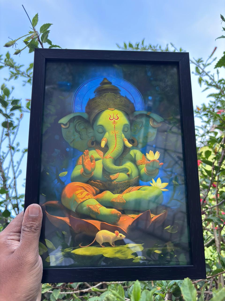 Ganpati Photo Frame for Wall | Ganesh Ji Frame Photo | Ganesh Painting with Frame | 300 GSM Glossy Finish | Perfect Gift for Ganesh Devotees