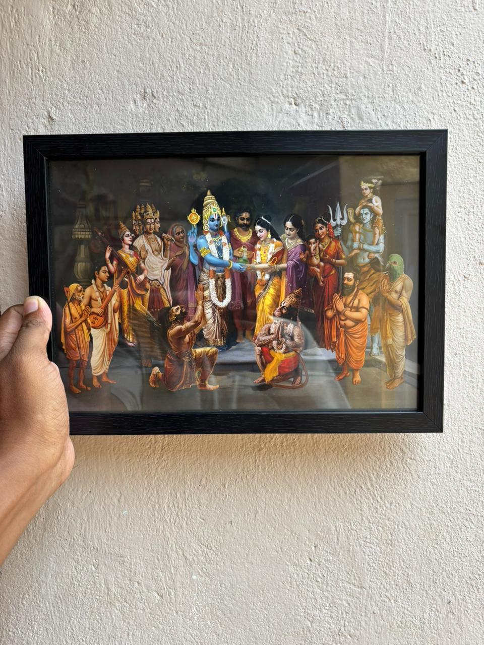 Srinivasa Kalyanam Photo Frame | Venkateswara Kalyanam Wall Art | 300 GSM Glossy Laminated(No Glass) | Vastu & Gift-Perfect