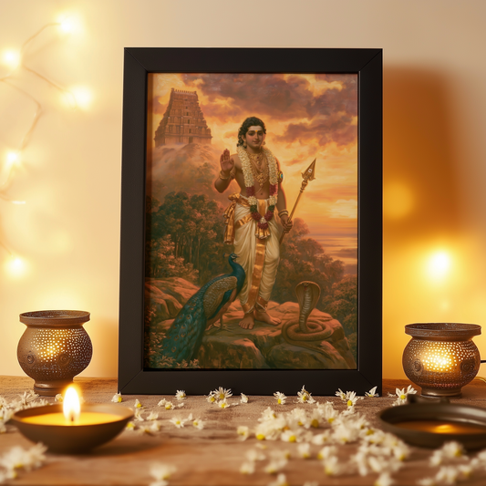 Lord Subramanya Swamy Photo Frame | Premium Hindu Spiritual Wall Art for Home Décor