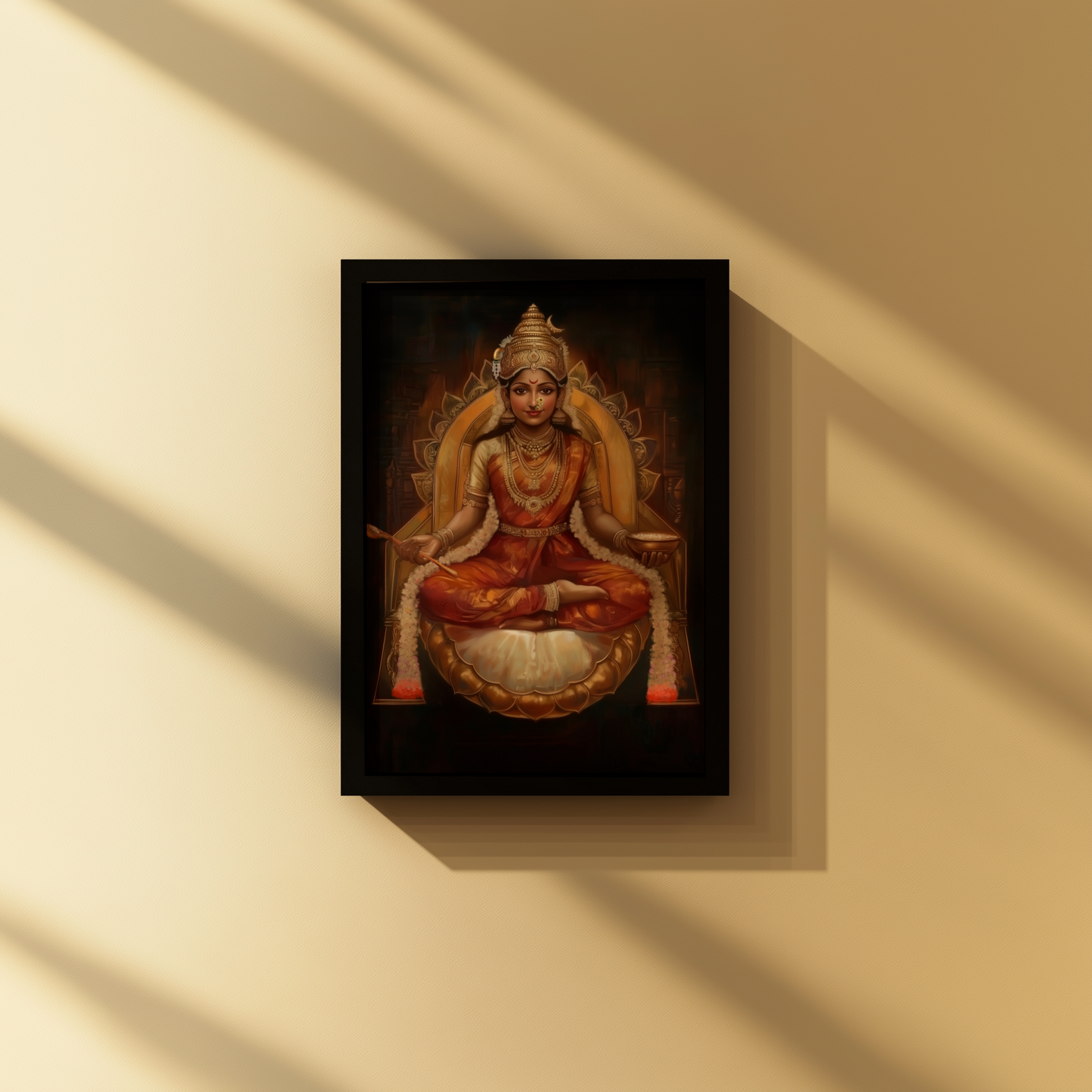 Annapoorna Devi Photo Frame – Divine Goddess of Nourishment | Vastu-Compliant Spiritual Wall Art | Glossy Laminated Framed Print (No Glass)