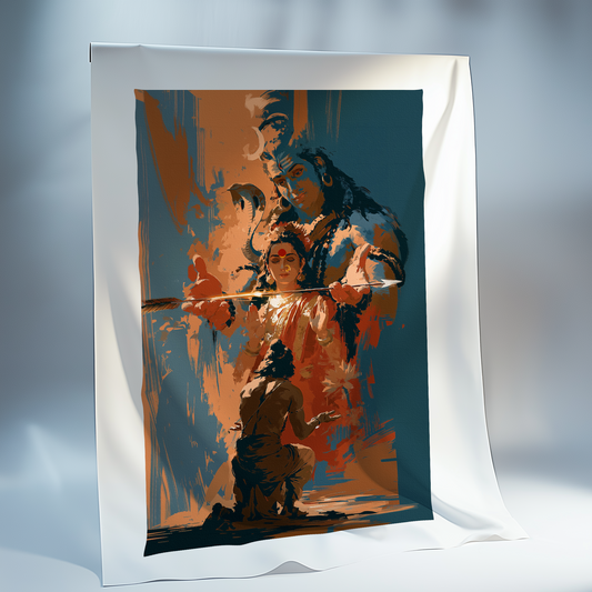 Kiratarjuniya Unframed Canvas Print | Shiva Grants Pashupatastra to Arjuna | Premium Polycanvas Wall Art