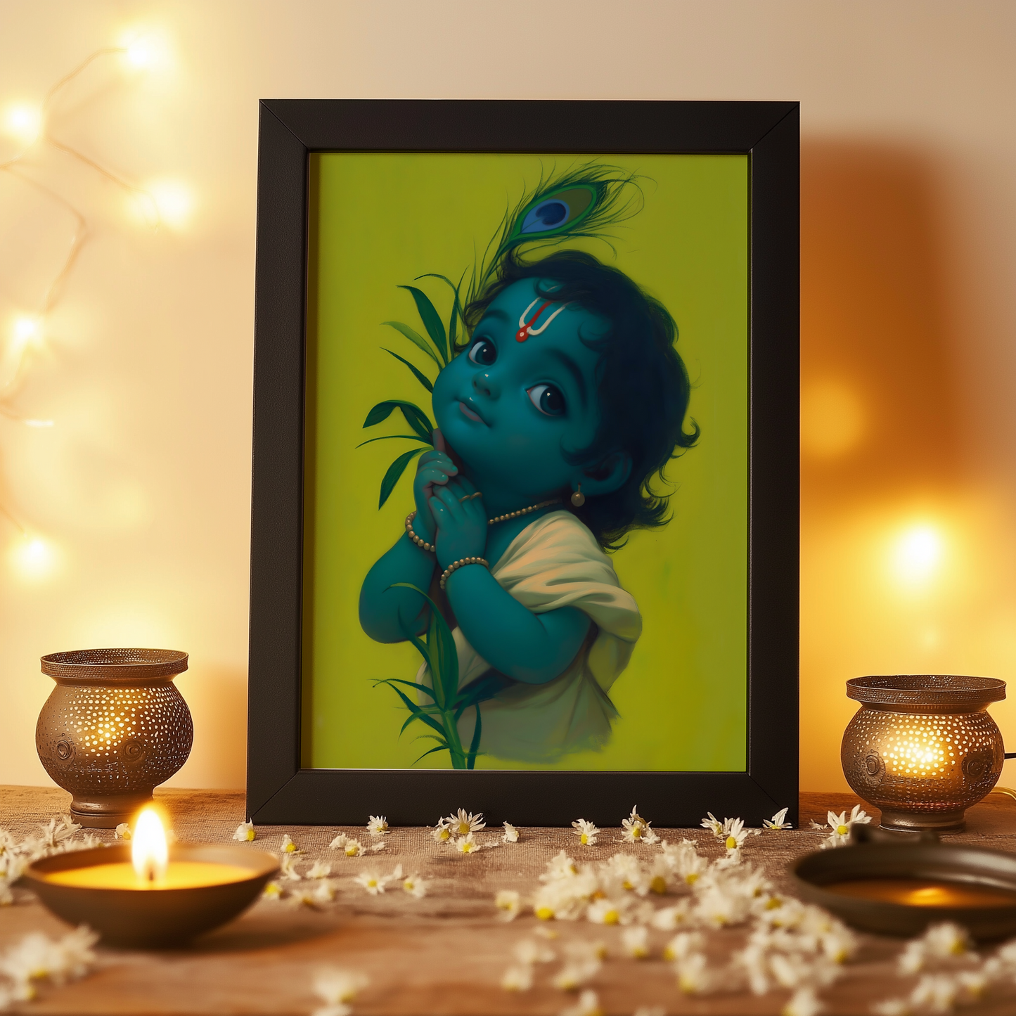 Adorable Bal Gopal Photo Frame | Laddu gopal | Baby Krishna| Perfect Gift for Krishna Devotees | 300 GSM Glossy Finish