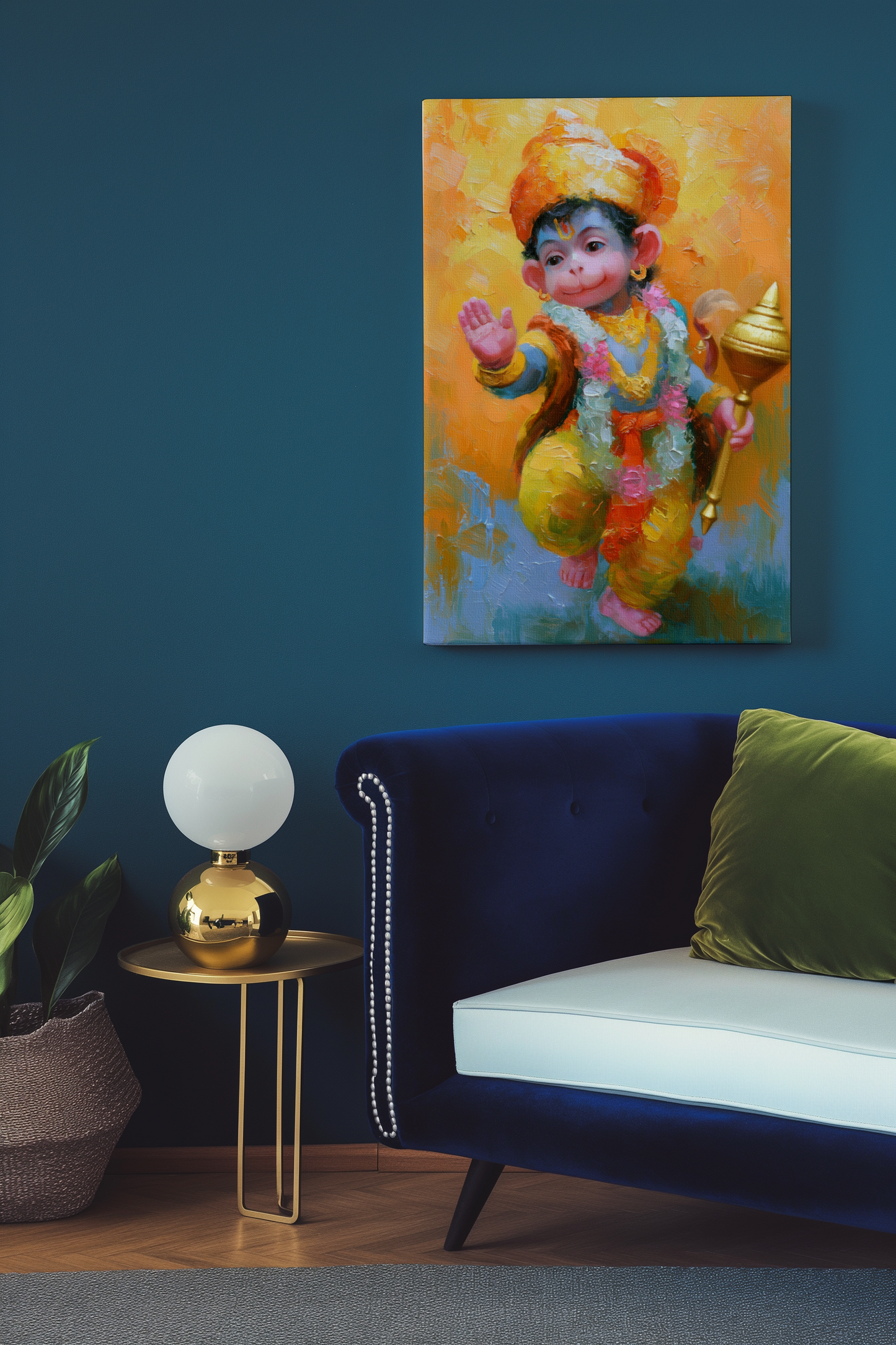 Bala Hanuman Canvas Frame | Premium Hindu Spiritual Wall Art for Home &Temple Décor