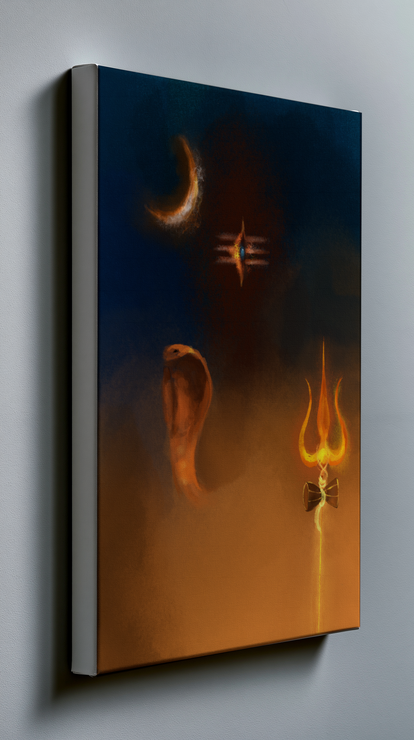 Minimalist Abstract Lord Shiva Canvas Frame | Modern Mahadev Wall Art | Contemporary Hindu Spiritual Canvas Décor
