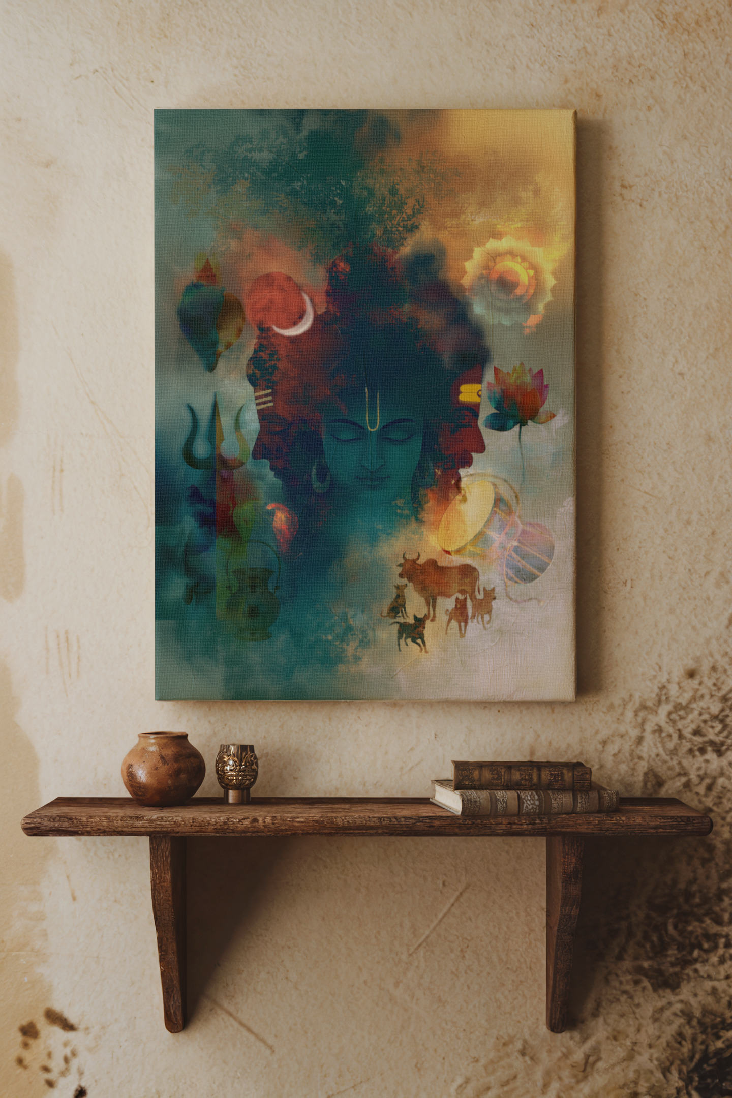 Guru Dattatreya Swamy Canvas Frame | Premium Hindu Spiritual Wall Art for Home Décor