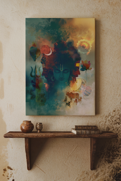 Guru Dattatreya Swamy Canvas Frame | Premium Hindu Spiritual Wall Art for Home Décor