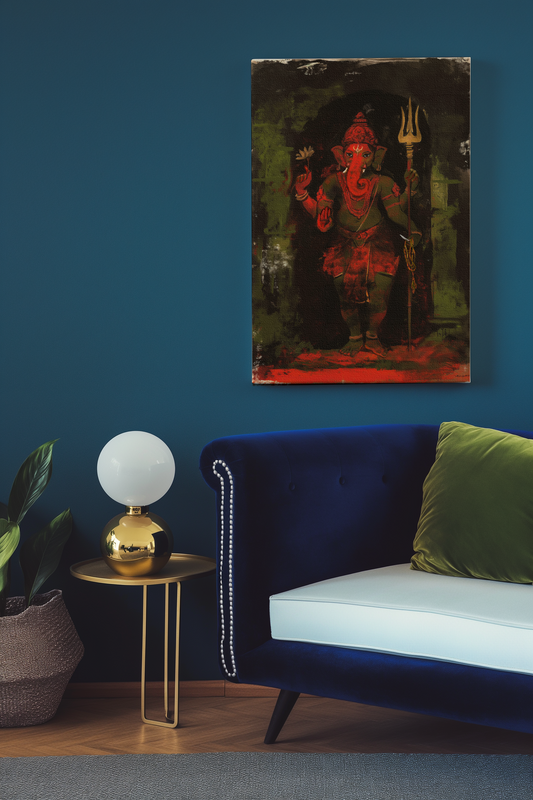 Lord Ganesha Canvas Wall Art | Vastu Positive Divine Décor | PolyCanvas Spiritual Gift Frame