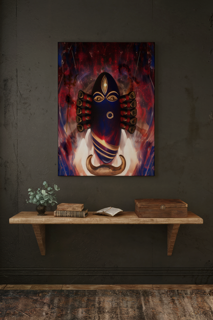 Linga Bhairavi Devi Canvas Frame | Premium Hindu Spiritual Wall Art for Home & Temple Décor