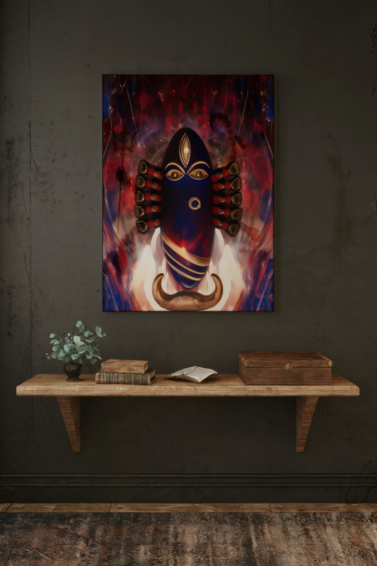 Linga Bhairavi Devi Canvas Frame | Premium Hindu Spiritual Wall Art for Home & Temple Décor
