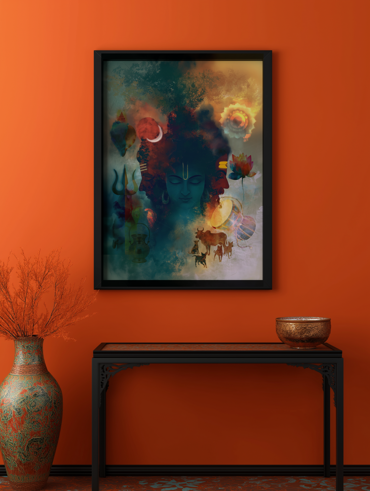 Guru Dattatreya Swamy Photo Frame | Premium Hindu Spiritual Wall Art for Home Décor