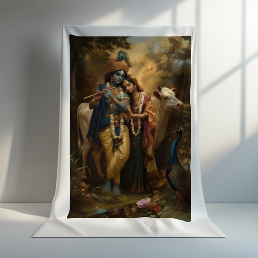 Radha Krishna Canvas Print Roll (Unframed) – Divine Love Wall Art for Home Temple, Living Room & Spiritual Décor