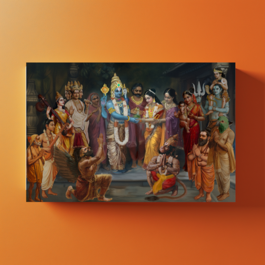 Srinivasa Kalyanam Canvas Wall Art | Venkateswara Kalyanam Print | Divine Wedding Scene Décor