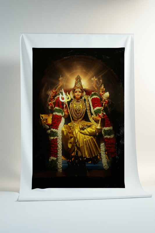 Maha Kanaka Durga Devi Canvas Print Roll (Unframed) – Powerful Goddess Durga Wall Art for Home Temple, Navratri & Spiritual Décor