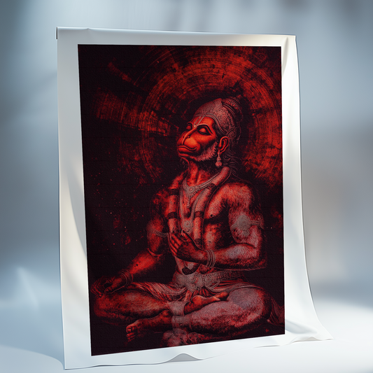 Lord Hanuman Rolled Canvas Print – Devotional Hindu Wall Art for Home Temple and Spiritual Spaces