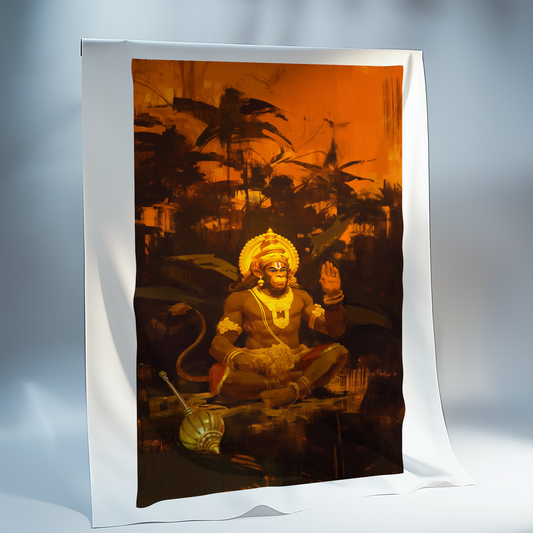 Lord Hanuman Peaceful Blessing Canvas Print Roll (Unframed) – Calm Hanuman Wall Art for Home Temple & Spiritual Décor