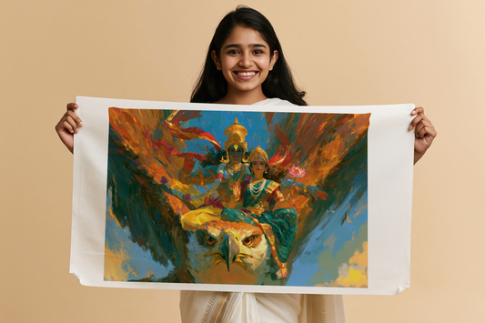 Lord Vittala and Rukmini Devi on Garuda unframed canvas