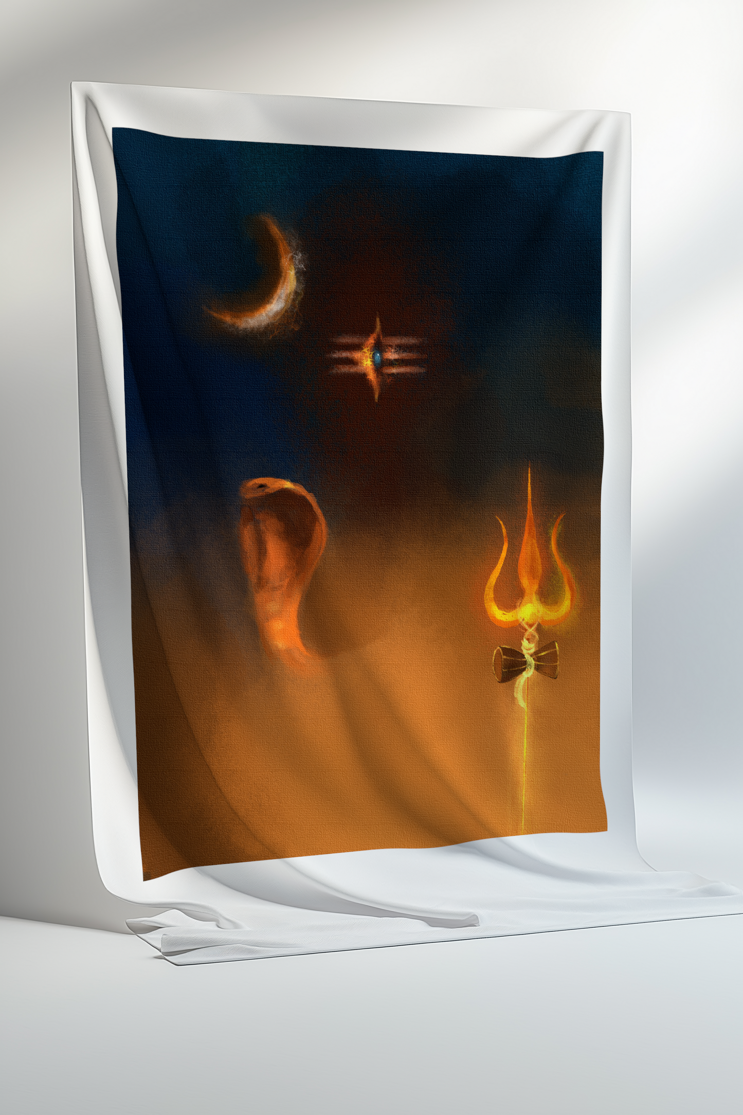 Minimalist Abstract Lord Shiva Canvas Print Roll | Modern Mahadev Wall Art | Contemporary Hindu Spiritual Canvas Print