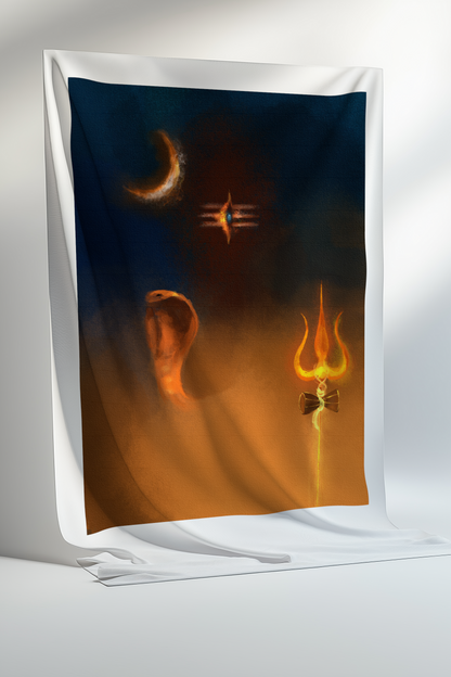Minimalist Abstract Lord Shiva Canvas Print Roll | Modern Mahadev Wall Art | Contemporary Hindu Spiritual Canvas Print