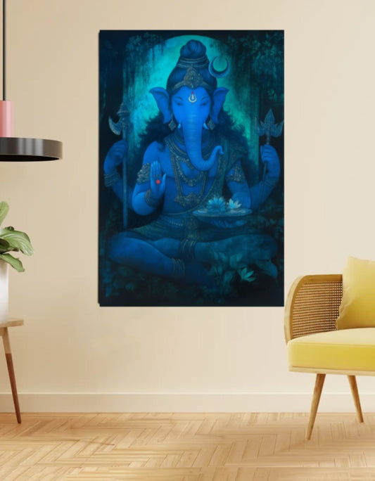 Ganesha wall art Poster for Home & Office – Hindu God Wall Art | Vastu Decorative Spiritual Poster for Success & Auspicious Beginnings