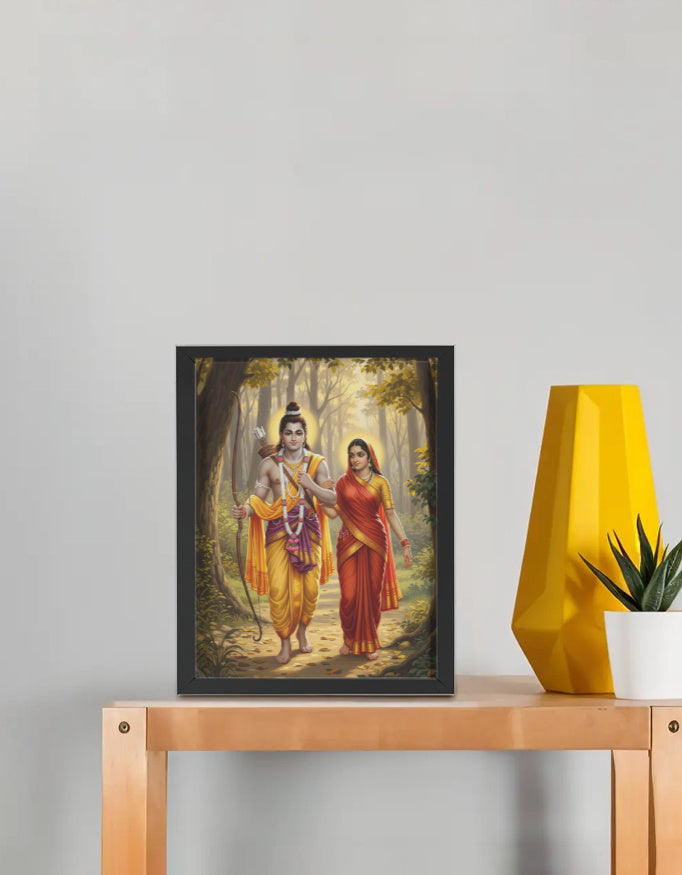 Sita Ram Photo Frame | Shri Ram Sita Wall Art | 300 GSM Glossy Laminated Artboard | Vastu Decorative & Divine Gift