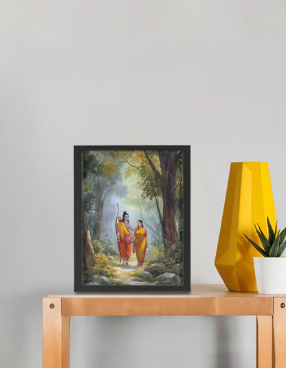 Sita Ram Photo Frame | Shri Ram and Sita Wall Art | 300 GSM Glossy Laminated | Vastu Positive Gift for Devotees