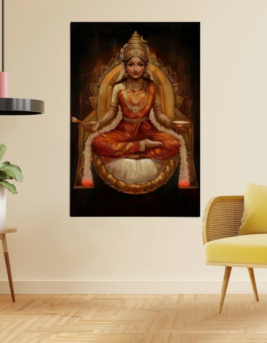 Annapoorna Devi Premium Wall Poster – Hindu Goddess Wall Art for Kitchen, Dining & Home Temple | Vastu Spiritual Decor for Abundance