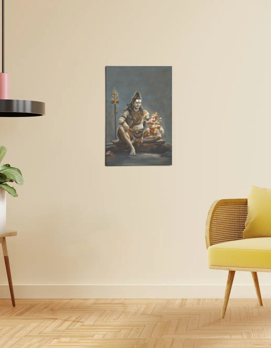Shiva Ganesha Poster – 300 GSM Spiritual Wall Art for Strength and Wisdom | Vastu Positive Decor