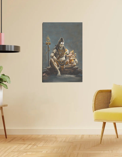 Shiva Ganesha Poster – 300 GSM Spiritual Wall Art for Strength and Wisdom | Vastu Positive Decor