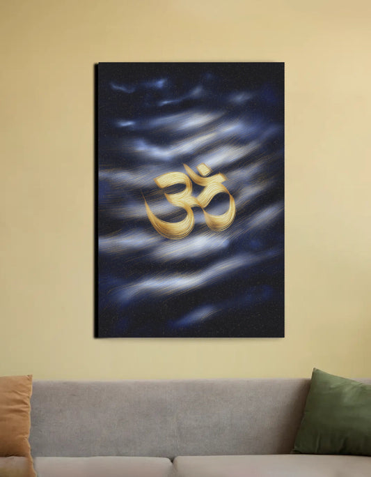 Om Canvas Wall Art | Sacred Sound Symbol | Vastu Positive Décor & Spiritual Gift | PolyCanvas Frame