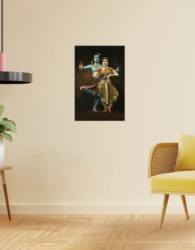 Shiva Parvathi Poster – 300 GSM Spiritual Wall Art for Love and Harmony | Vastu Positive Decor