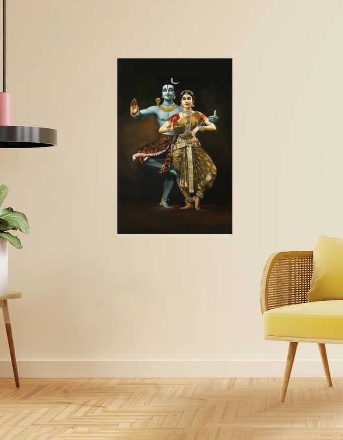 Shiva Parvathi Poster – 300 GSM Spiritual Wall Art for Love and Harmony | Vastu Positive Decor