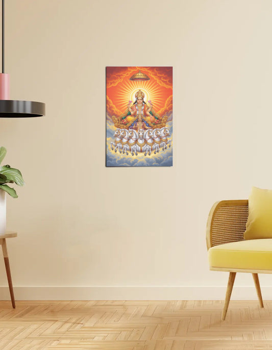 Surya Dev Poster – Surya Narayana on Chariot | 300 GSM Vastu Wall Art Poster