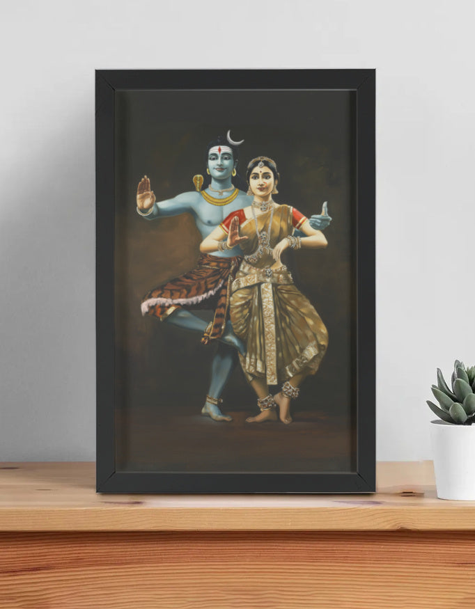 Lord Shiva Parvathi Photo Frame | Divine Couple Wall Art | 300 GSM Glossy Laminated Artboard | Vastu Positive Gift for Love & Harmony