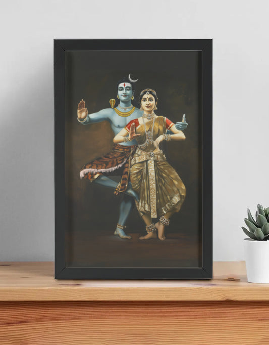 Lord Shiva Parvathi Photo Frame | Divine Couple Wall Art | 300 GSM Glossy Laminated Artboard | Vastu Positive Gift for Love & Harmony