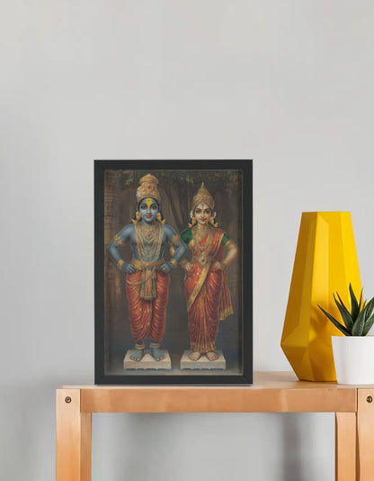 Panduranga Vitthala with Rukmini Devi Photo Frame – Divine Presence of Bhakti and Bliss | Laminated Glossy Art on 300 GSM Board