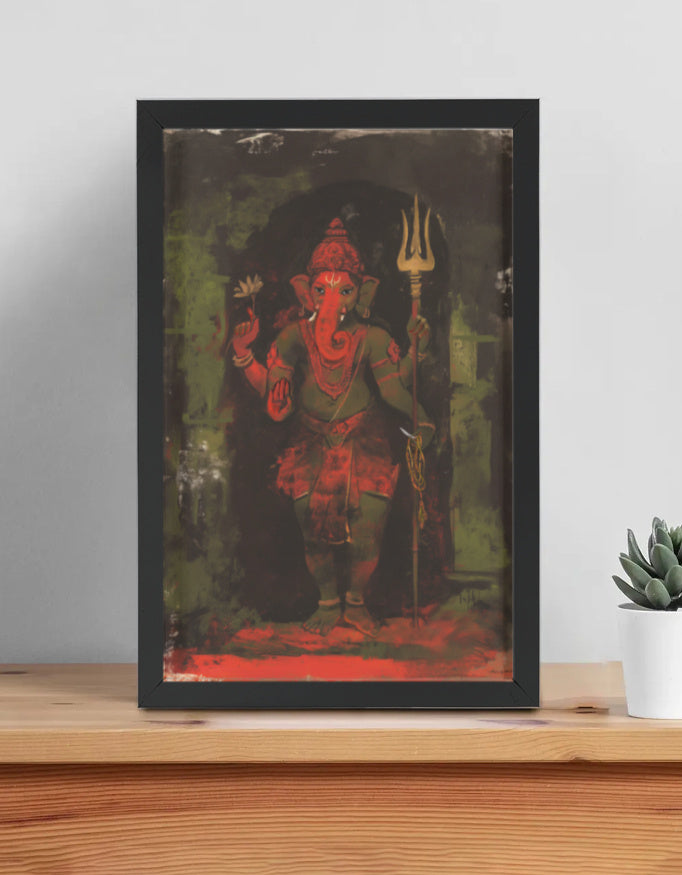 Lord Ganesha Photo Frame | Ganpati Wall Art | 300 GSM Glossy Laminated Artboard | Vastu Decorative & Auspicious Gift